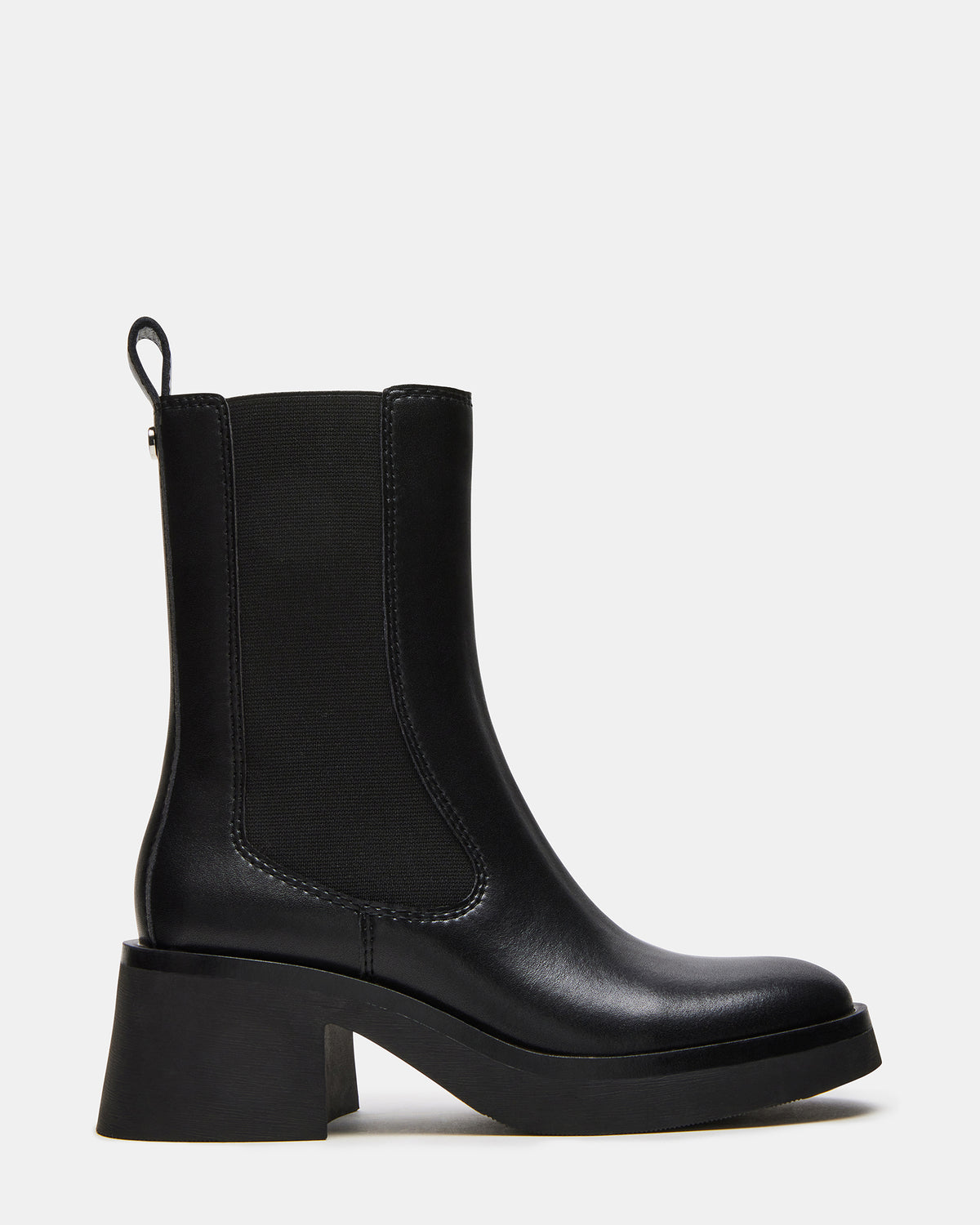 MURRAY Black Leather Block Heel Ankle Boot | Women's Booties | Steve Madden online