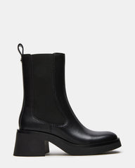 MURRAY Black Leather Block Heel Ankle Boot | Women's Booties | Steve Madden online