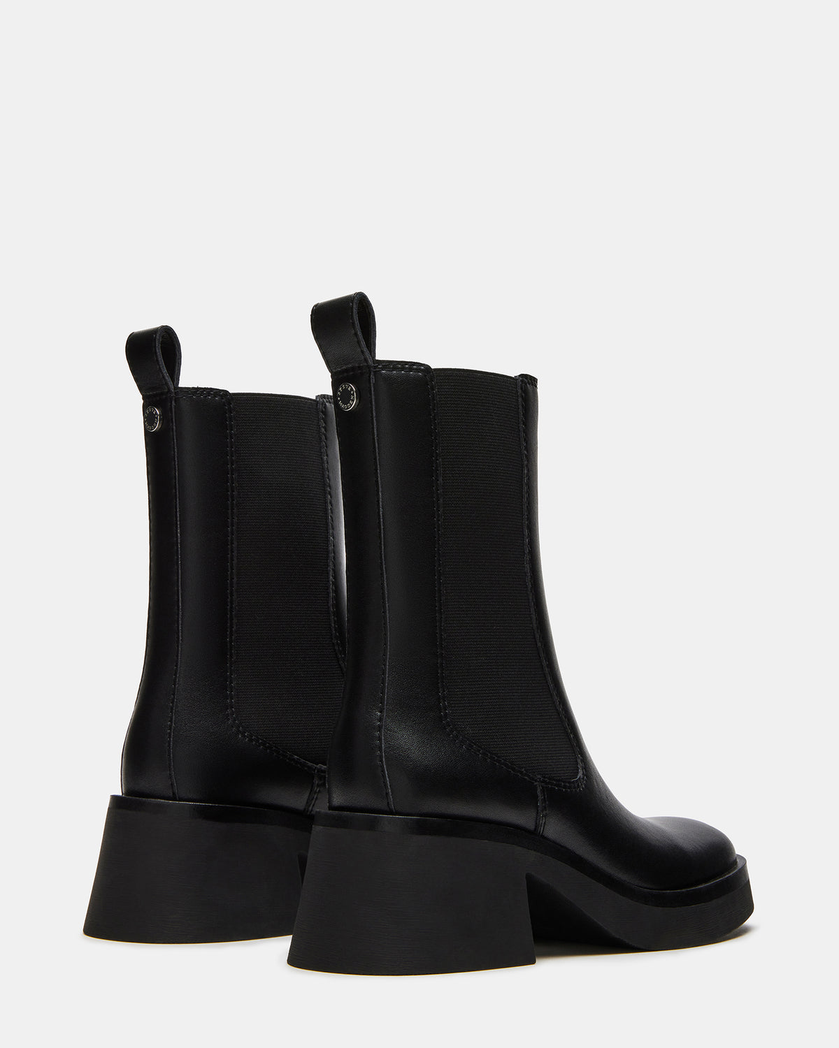 MURRAY Black Leather Block Heel Ankle Boot | Women's Booties | Steve Madden online