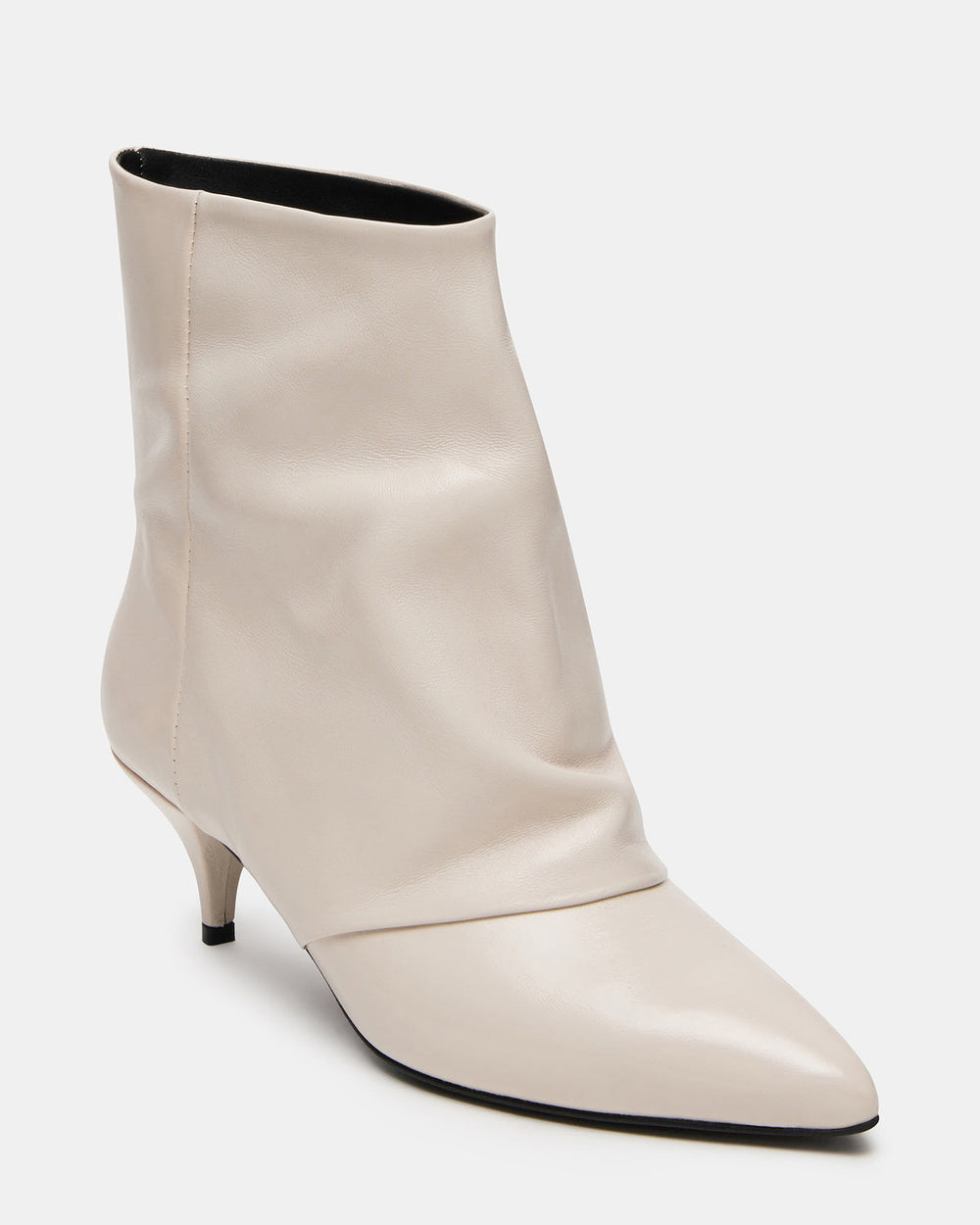 SHINER White Leather Pointed-Toe Kitten Heel Women's Ankle Boot | Steve Madden outlet