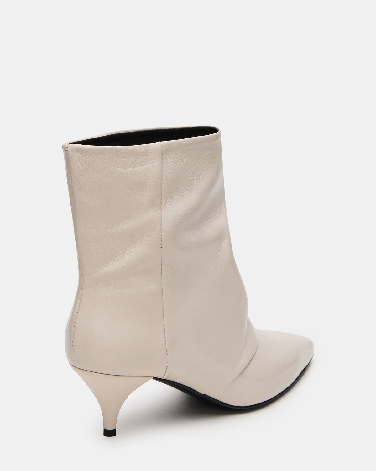 SHINER White Leather Pointed-Toe Kitten Heel Women's Ankle Boot | Steve Madden outlet