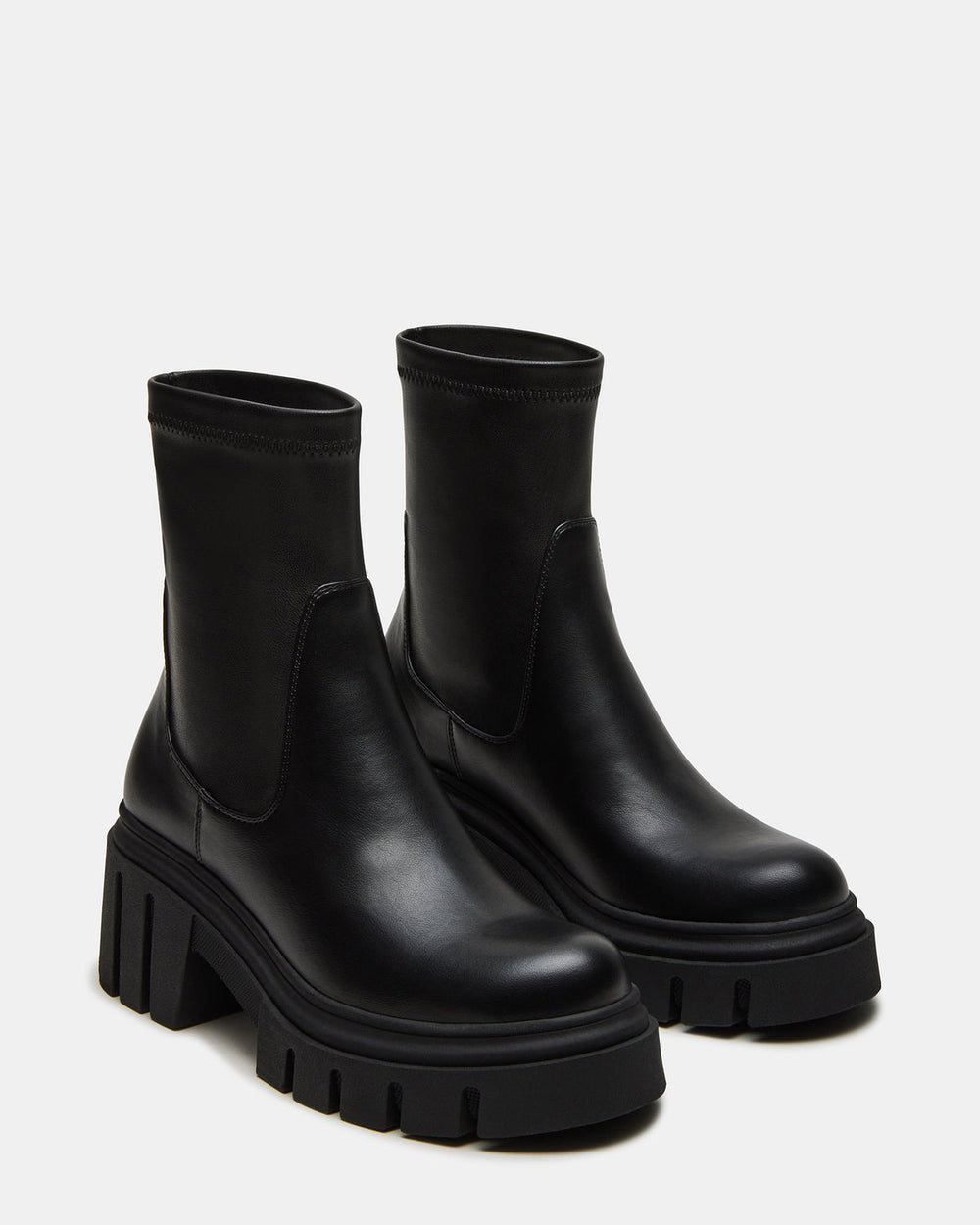 BOOMBA Black Lug Sole Ankle Boot | Women's Booties | Steve Madden Sale