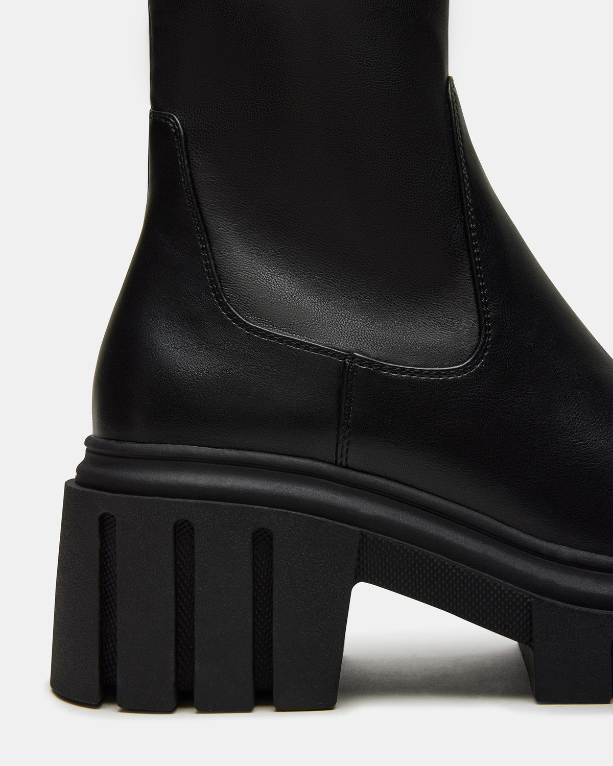 BOOMBA Black Lug Sole Ankle Boot | Women's Booties | Steve Madden Sale