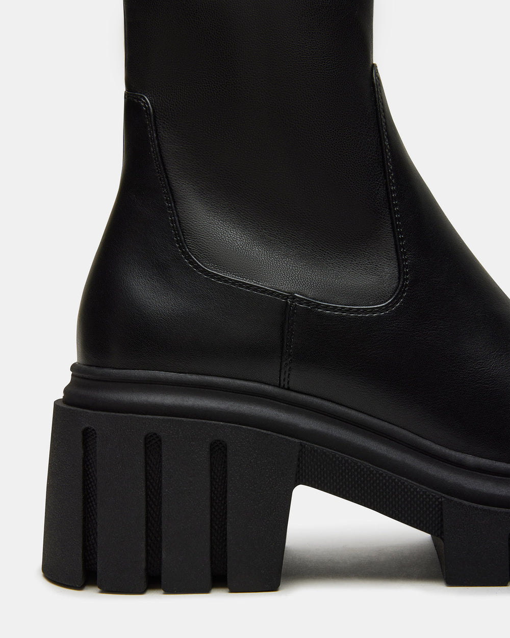 BOOMBA Black Lug Sole Ankle Boot | Women's Booties | Steve Madden Sale