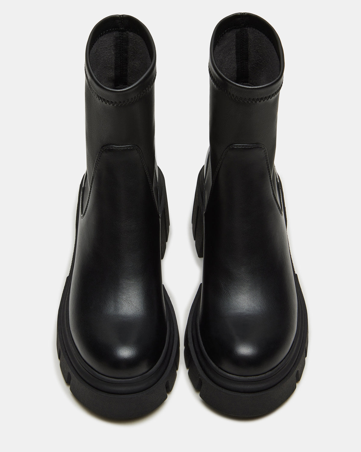 BOOMBA Black Lug Sole Ankle Boot | Women's Booties | Steve Madden Sale