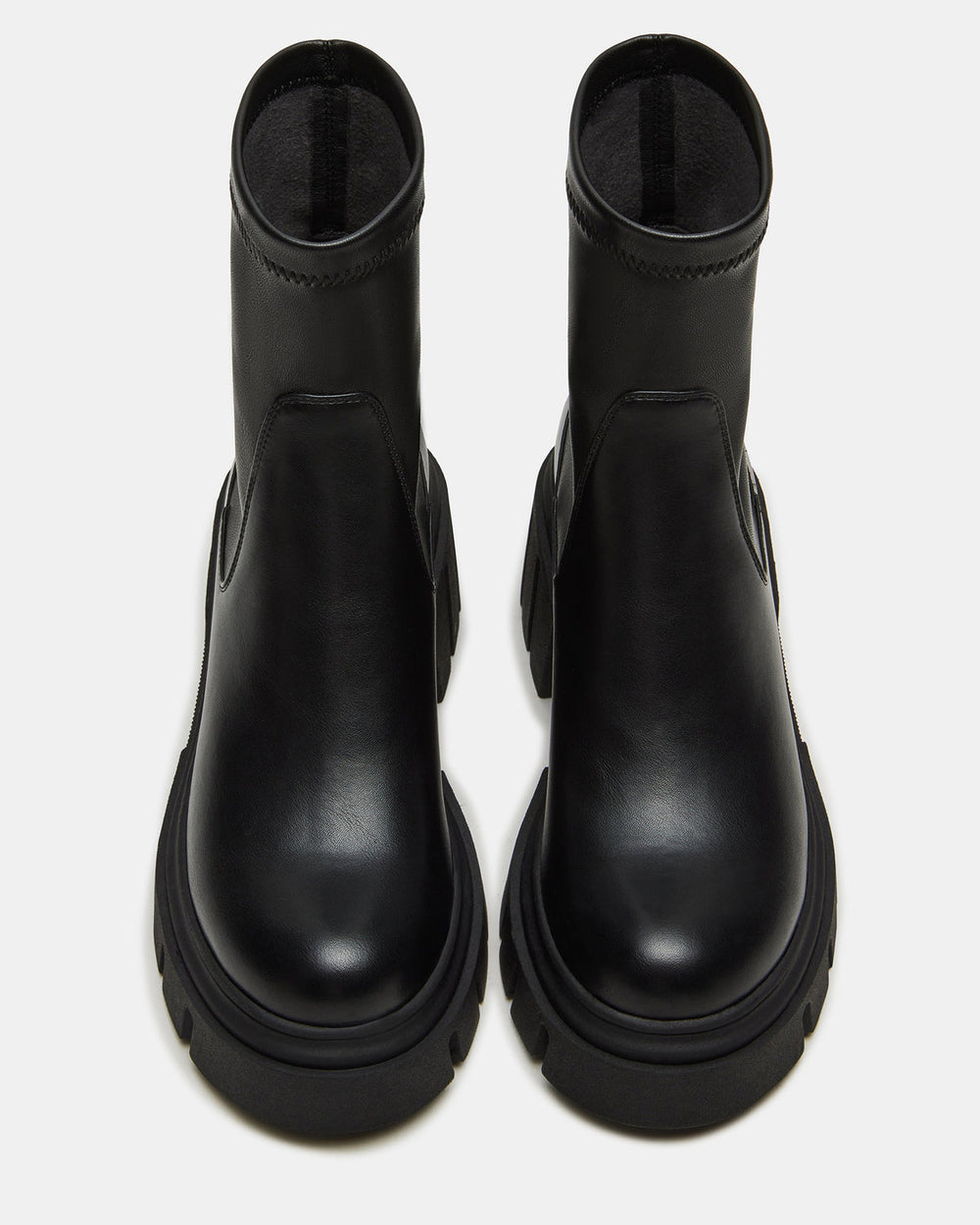 BOOMBA Black Lug Sole Ankle Boot | Women's Booties | Steve Madden Sale