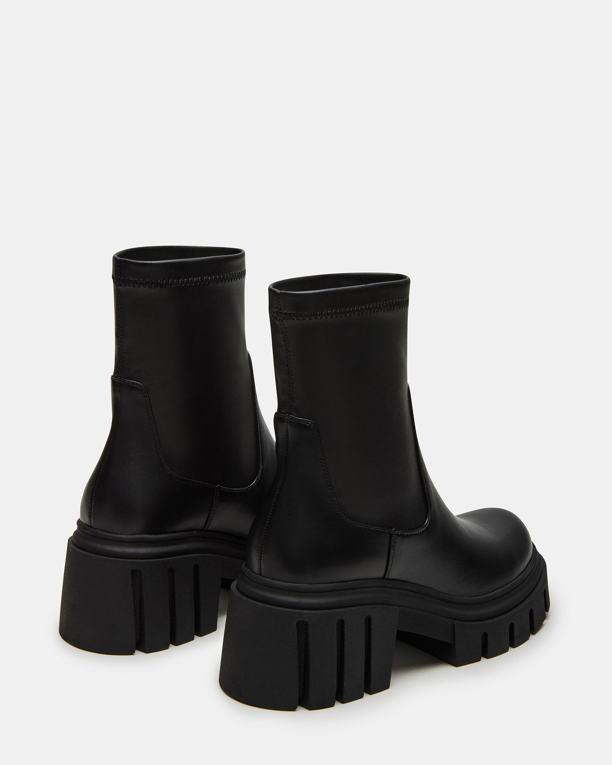 BOOMBA Black Lug Sole Ankle Boot | Women's Booties | Steve Madden Sale