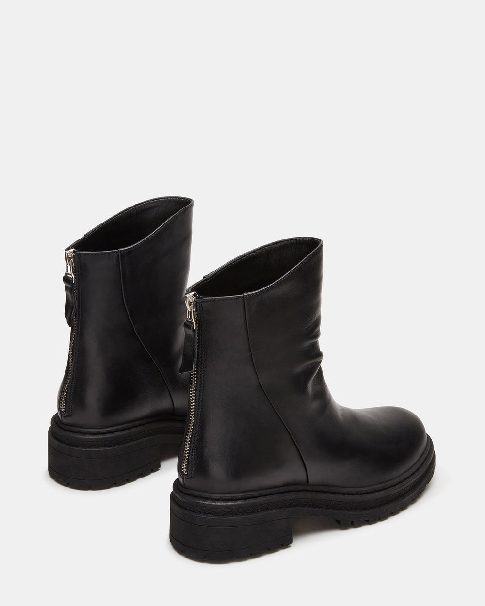 ESSENTIAL Black Leather Scrunched Ankle Boot | Women's Booties | Steve Madden on Sale