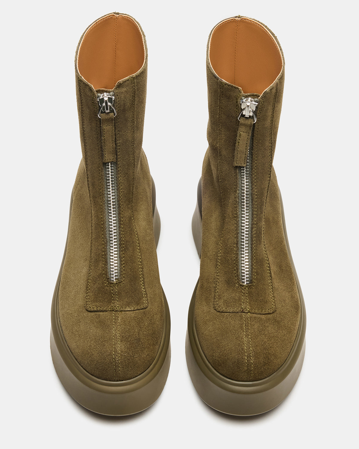 JONES Olive Suede Zipper Lug Women's Ankle Boot | Steve Madden near me