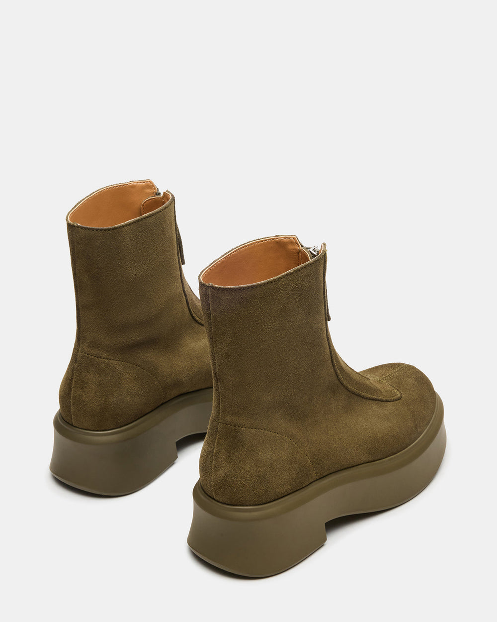 JONES Olive Suede Zipper Lug Women's Ankle Boot | Steve Madden near me