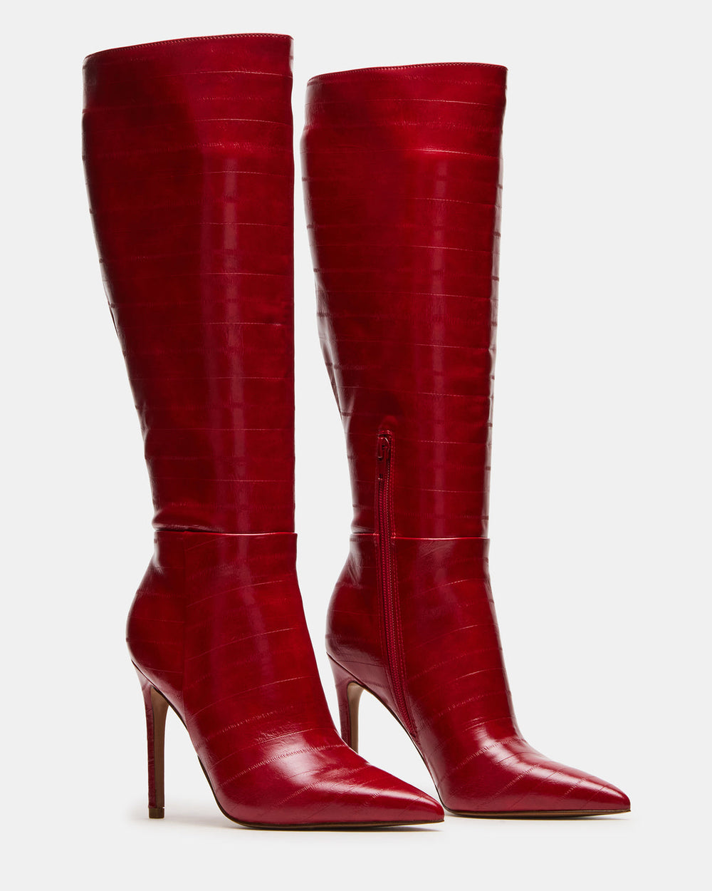NITRO Red Eel Wide Calf Pointed-Toe Stiletto Heel Knee-High Women's Boots | Steve Madden for Sale