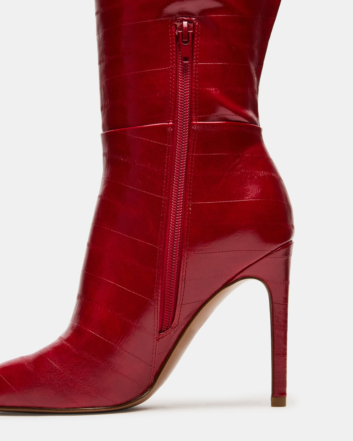 NITRO Red Eel Wide Calf Pointed-Toe Stiletto Heel Knee-High Women's Boots | Steve Madden for Sale