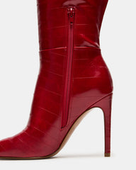 NITRO Red Eel Wide Calf Pointed-Toe Stiletto Heel Knee-High Women's Boots | Steve Madden for Sale