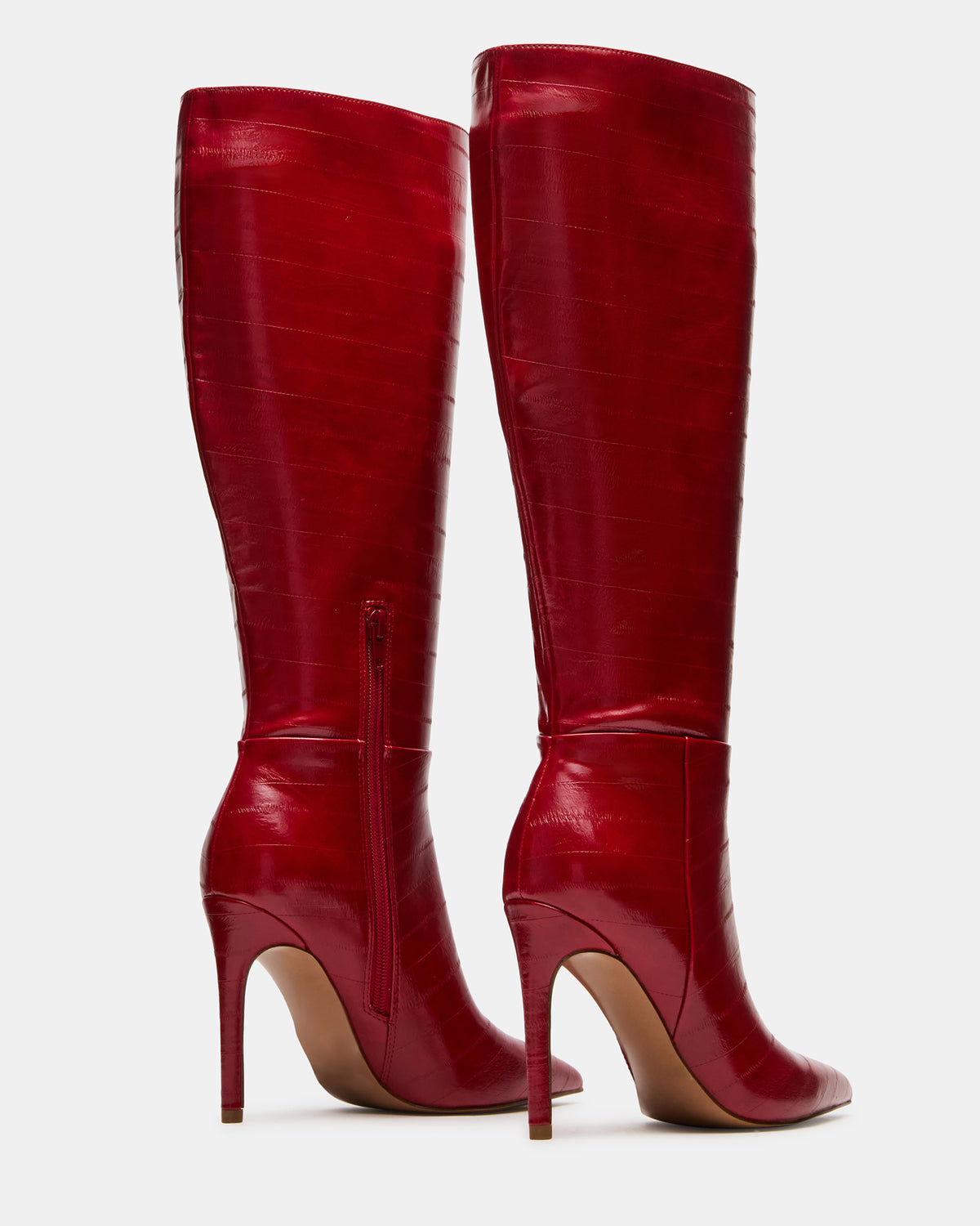 NITRO Red Eel Wide Calf Pointed-Toe Stiletto Heel Knee-High Women's Boots | Steve Madden for Sale