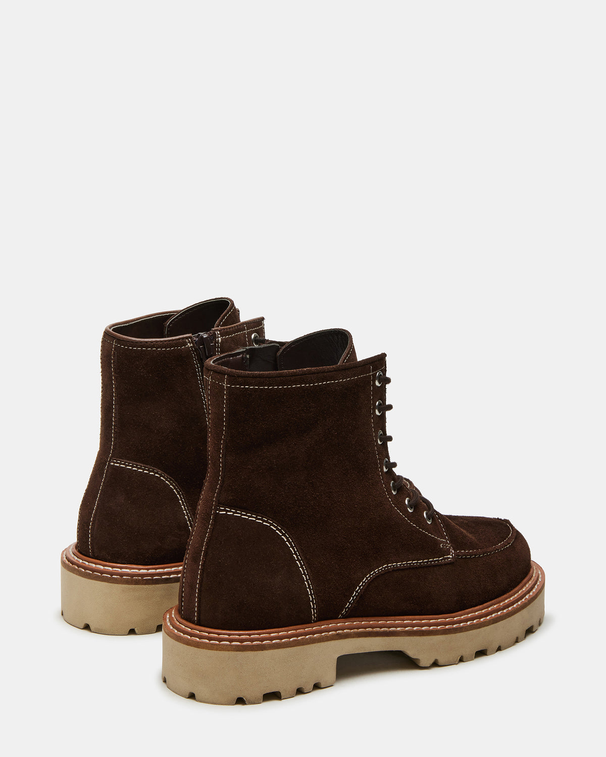FOREST Brown Suede Lug Ankle Boot | Women's Booties | Steve Madden on Sale