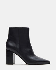 AIDAN Black Leather Block Heel Ankle Boot | Women's Booties | Steve Madden discount