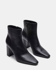 AIDAN Black Leather Block Heel Ankle Boot | Women's Booties | Steve Madden discount