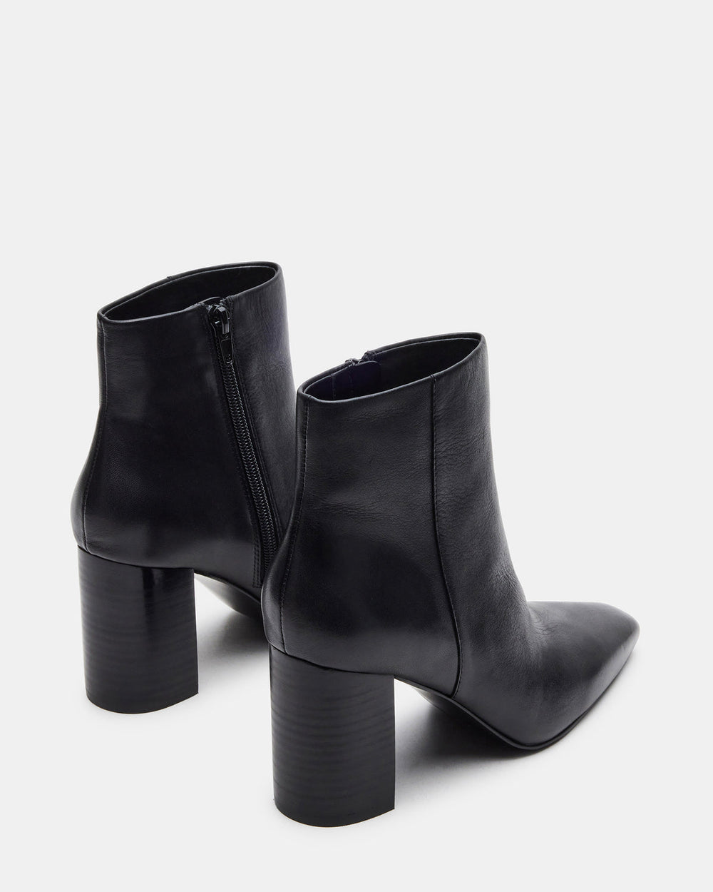 AIDAN Black Leather Block Heel Ankle Boot | Women's Booties | Steve Madden discount