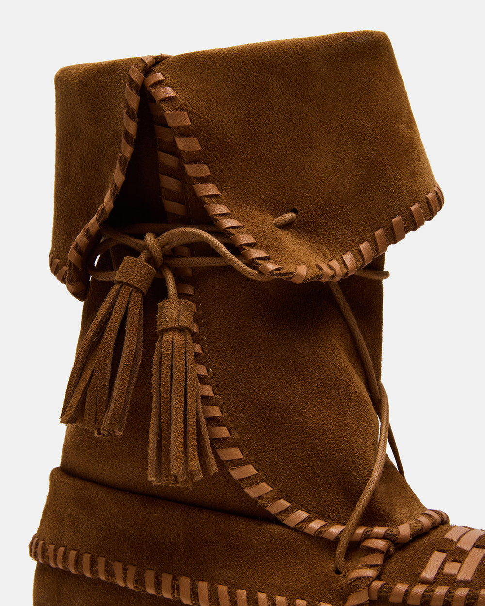 TIPPETT Chestnut Suede Fold-Over Tassel Boot | Women's Boots | Steve Madden US