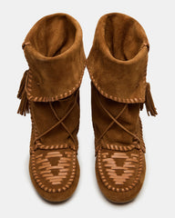 TIPPETT Chestnut Suede Fold-Over Tassel Boot | Women's Boots | Steve Madden US