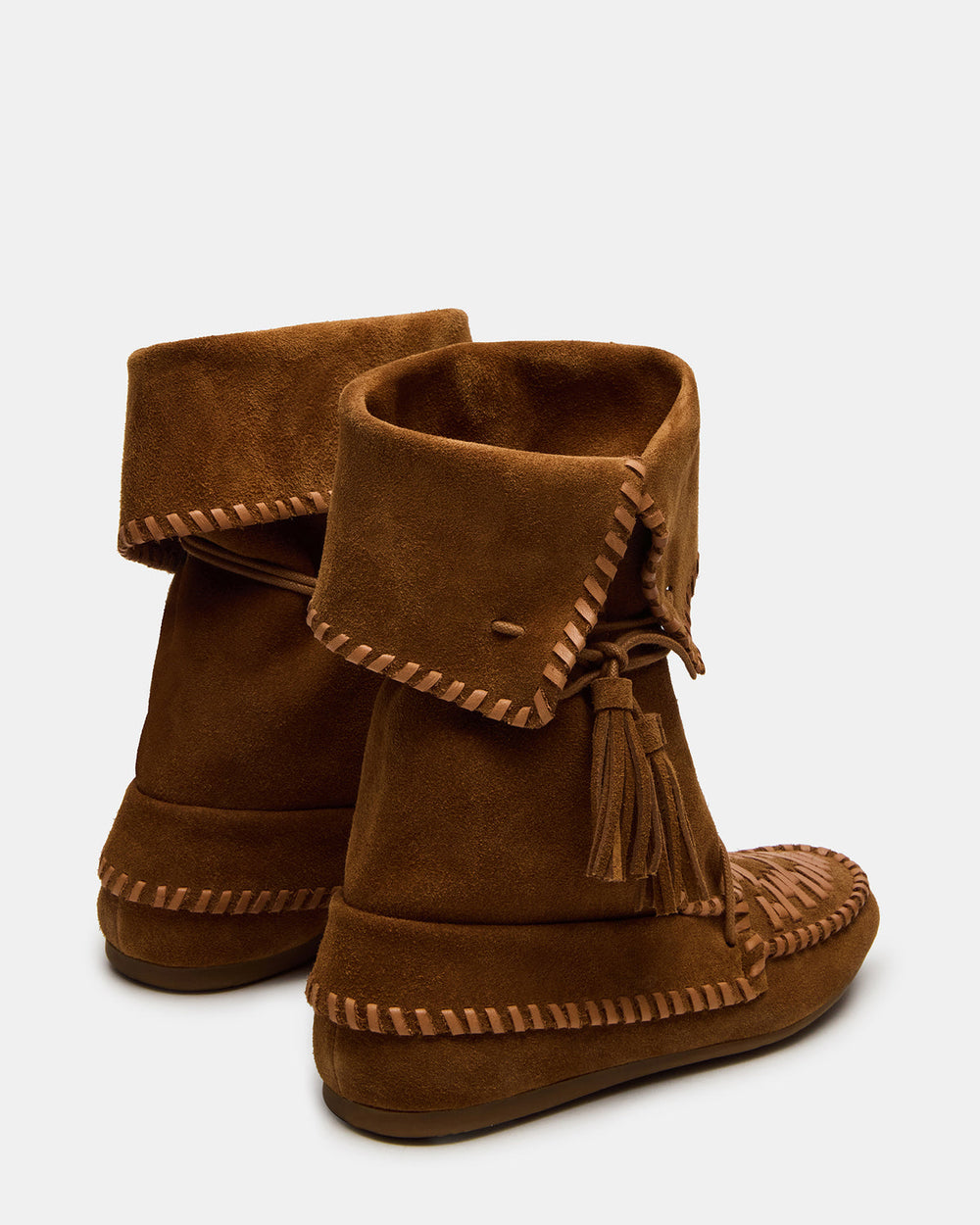 TIPPETT Chestnut Suede Fold-Over Tassel Boot | Women's Boots | Steve Madden US