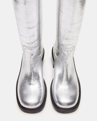 RIGGS Silver Leather Square-Toe Women's Boot | Steve Madden Sale