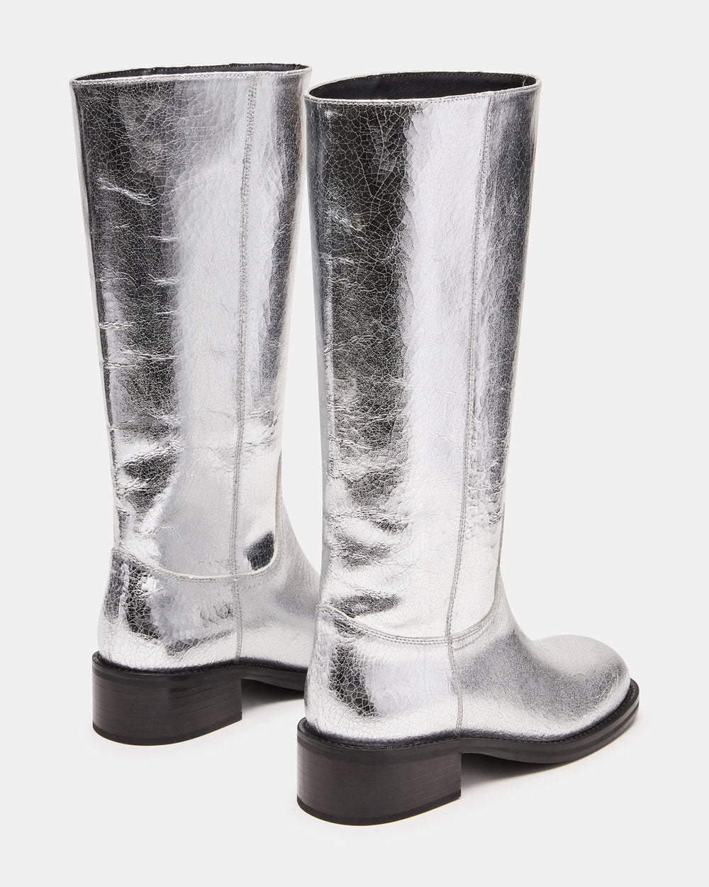 RIGGS Silver Leather Square-Toe Women's Boot | Steve Madden Sale