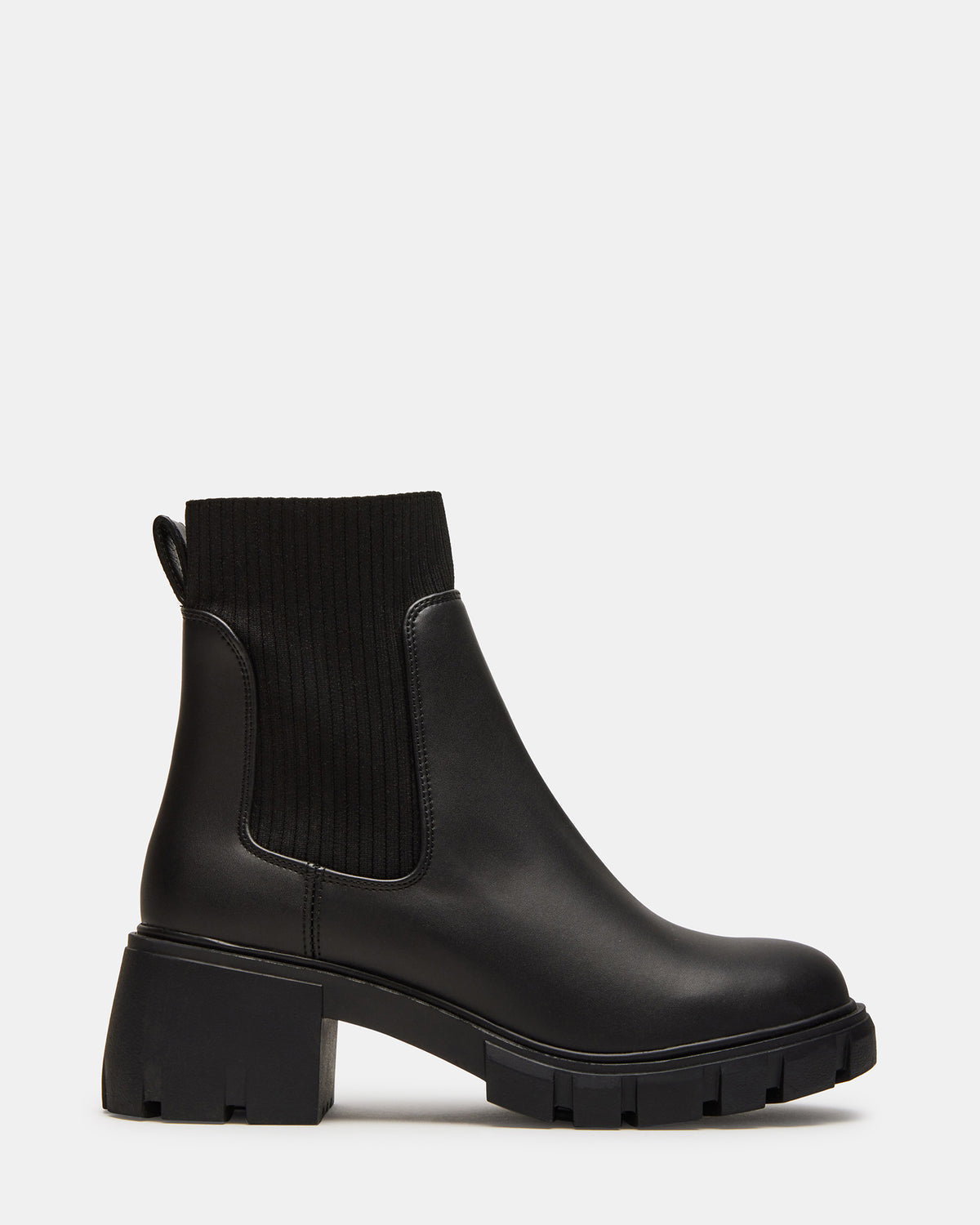 HUTCHH20 Black Water-Resistant Lug Sole Ankle Boot | Women's Booties | Steve Madden on Sale