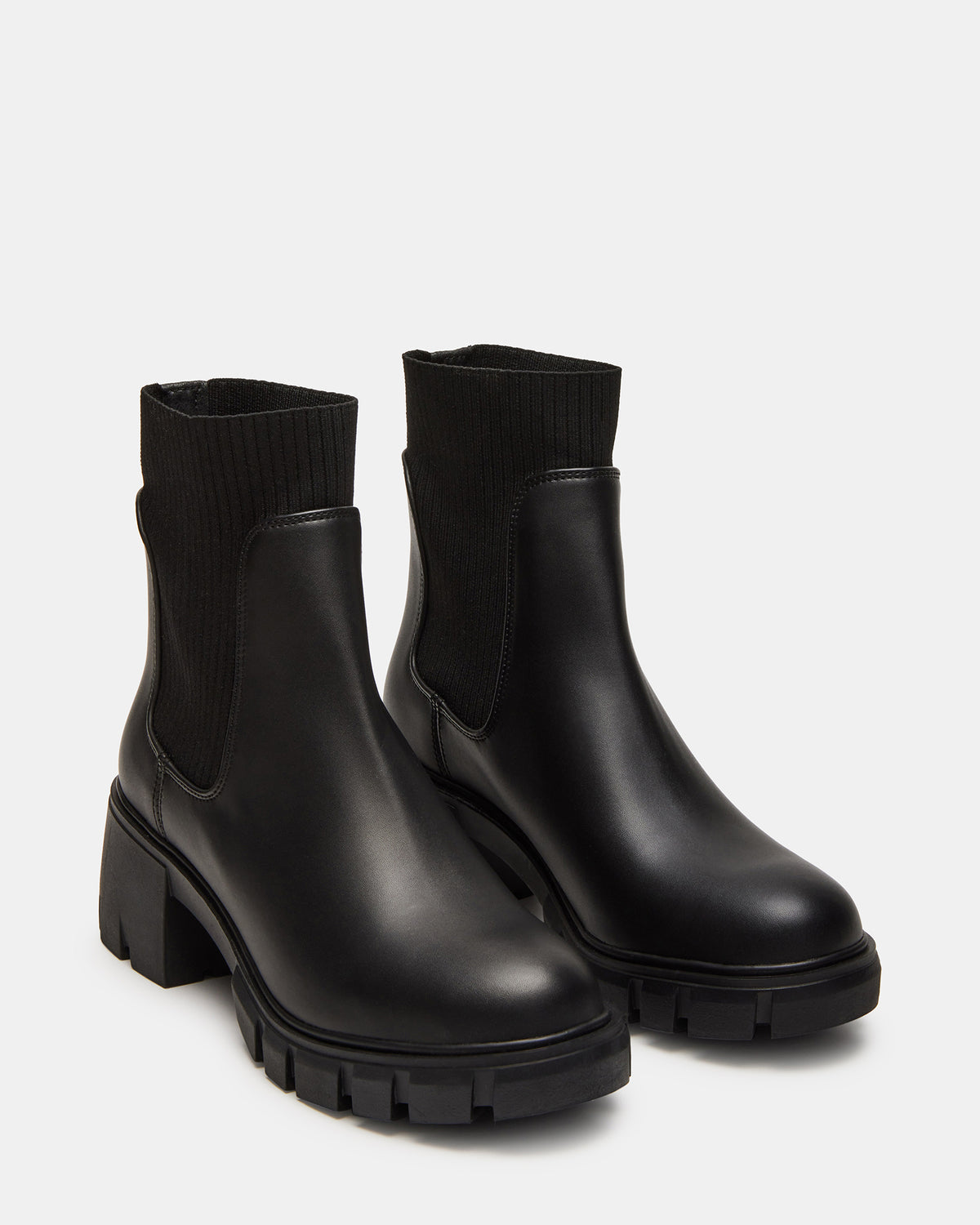 HUTCHH20 Black Water-Resistant Lug Sole Ankle Boot | Women's Booties | Steve Madden on Sale