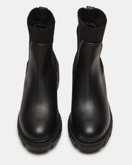 HUTCHH20 Black Water-Resistant Lug Sole Ankle Boot | Women's Booties | Steve Madden on Sale