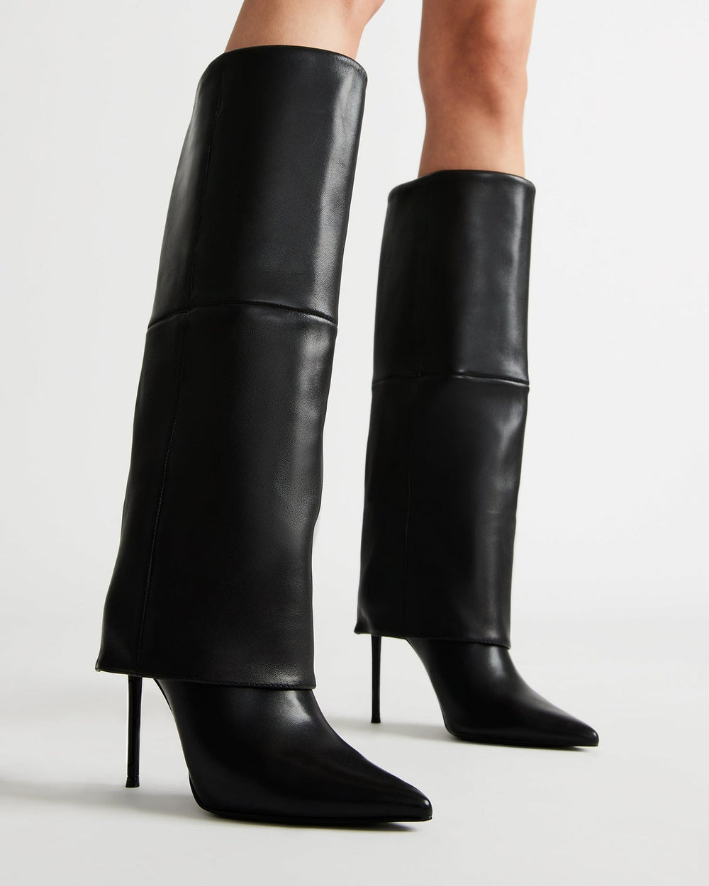 SMITH Black Leather Women's Cuffed Stiletto Boot | Steve Madden near me
