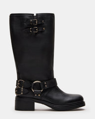 ASTOR Black Leather Wide Calf Knee-High Women's Boot | Steve Madden outlet