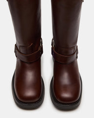 ASTOR Brown Leather Wide Calf Knee-High Women's Boot | Steve Madden Sale