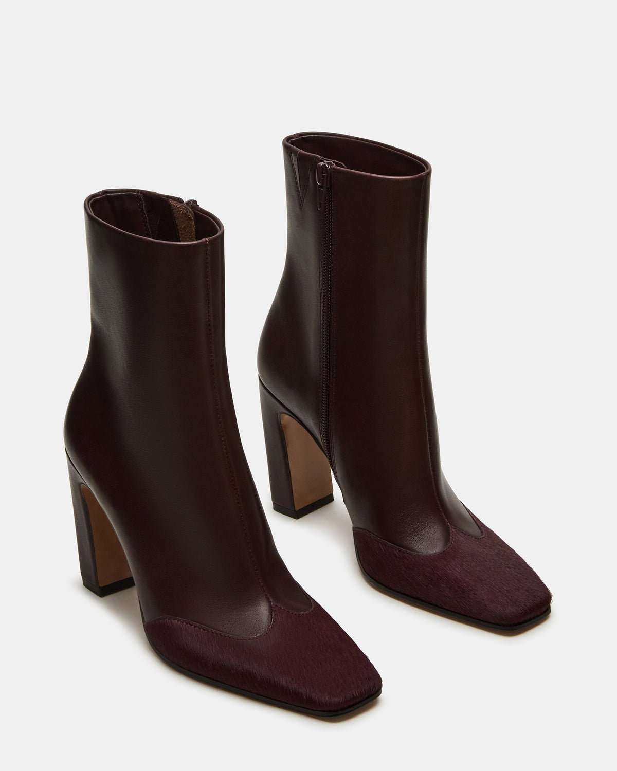 LYLE Burgundy Leather Square-Toe Heeled Women's Ankle Boot | Steve Madden near me