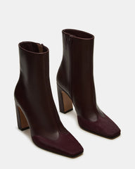 LYLE Burgundy Leather Square-Toe Heeled Women's Ankle Boot | Steve Madden near me