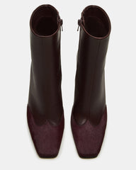 LYLE Burgundy Leather Square-Toe Heeled Women's Ankle Boot | Steve Madden near me