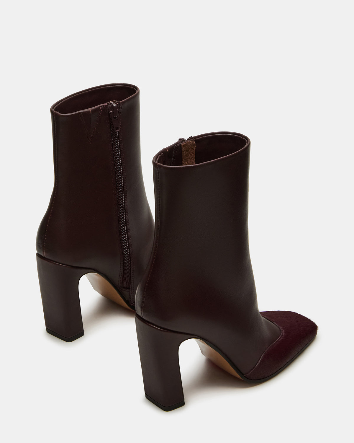 LYLE Burgundy Leather Square-Toe Heeled Women's Ankle Boot | Steve Madden near me