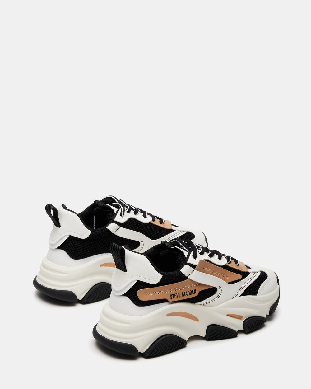 POSSESSION Black/Tan Platform Lace-Up Women's Sneaker | Steve Madden outlet