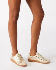 MOMENTUM Gold Velcro Low-Top Women's Sneakers | Steve Madden Sale