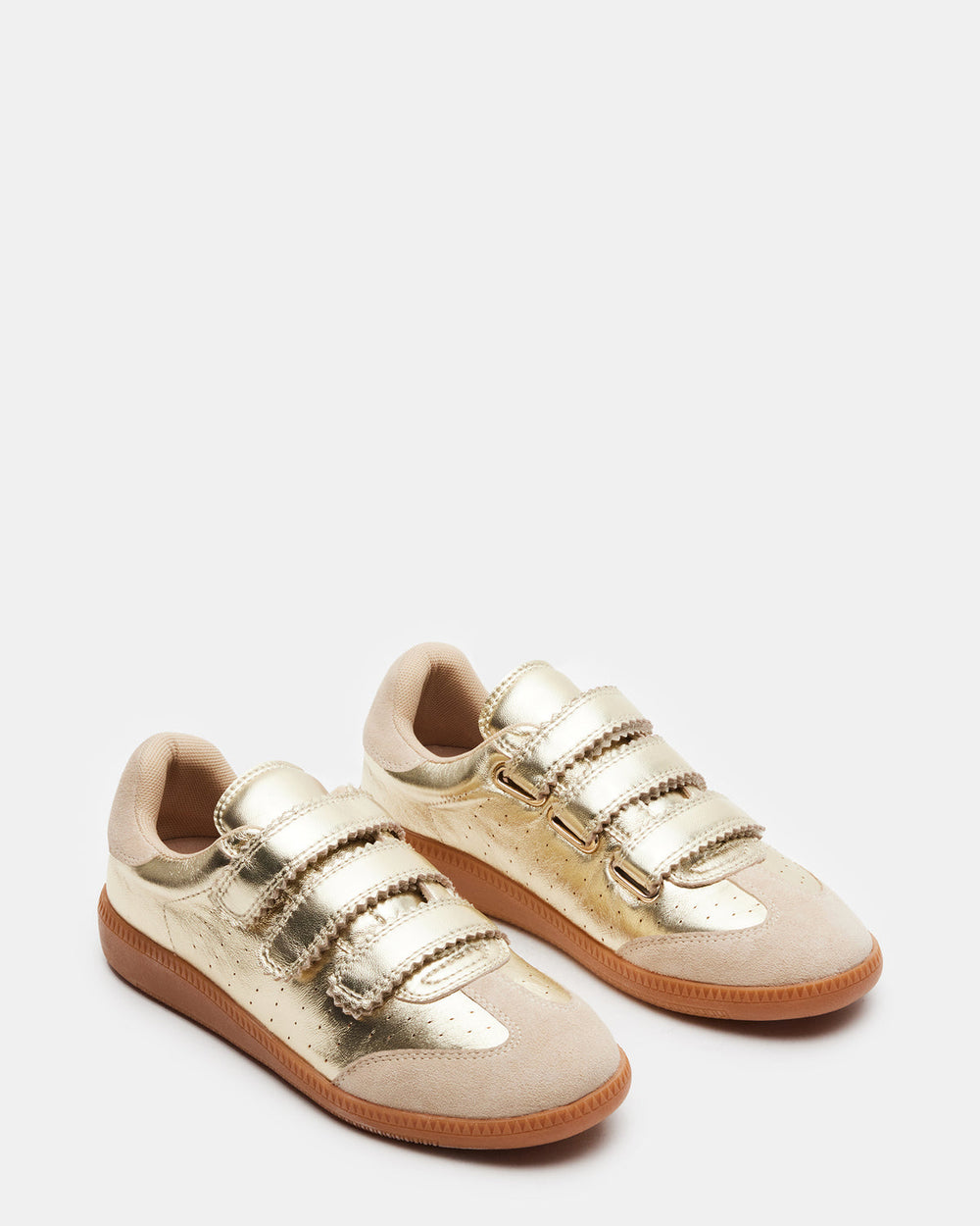 MOMENTUM Gold Velcro Low-Top Women's Sneakers | Steve Madden Sale
