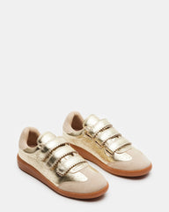 MOMENTUM Gold Velcro Low-Top Women's Sneakers | Steve Madden Sale