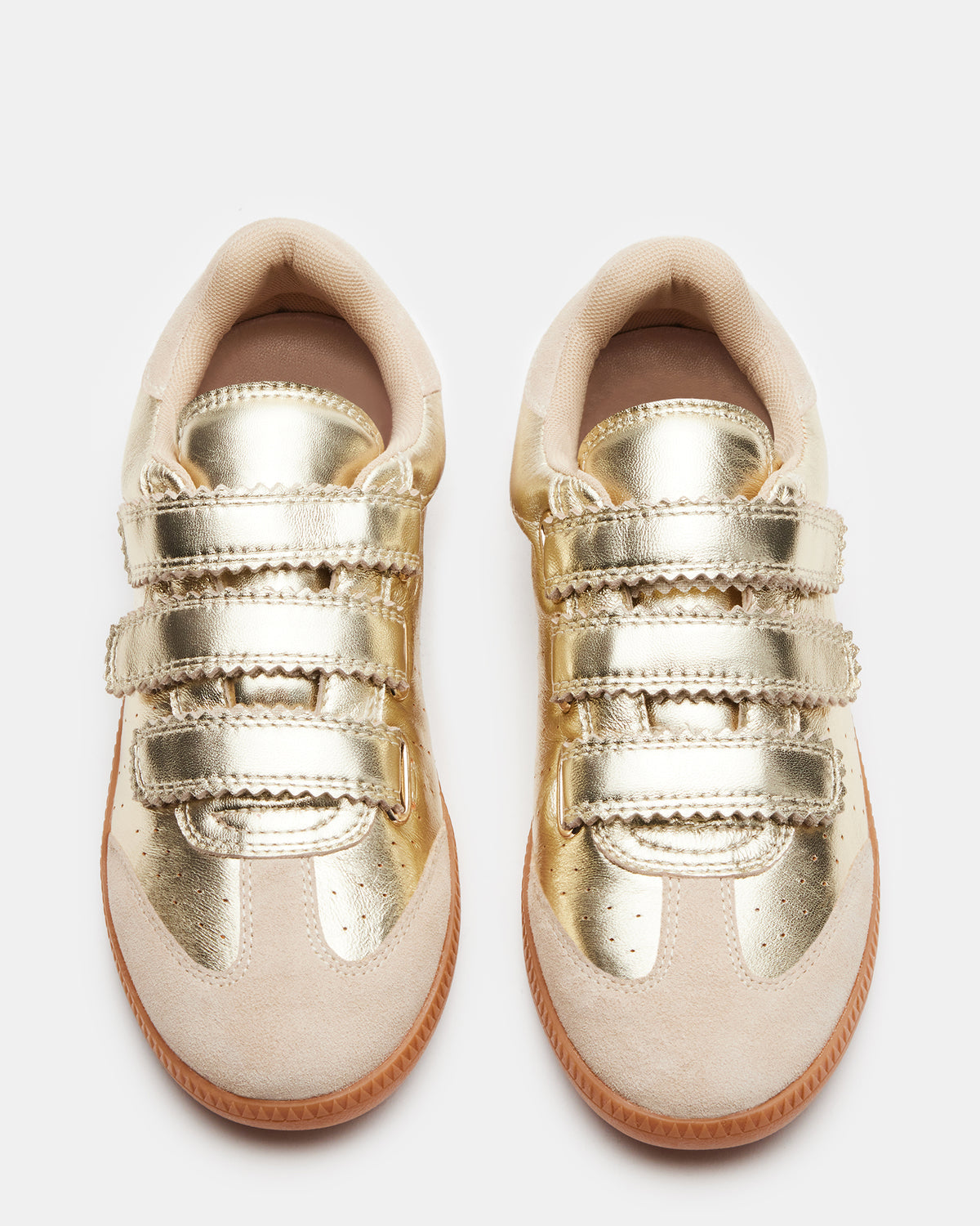 MOMENTUM Gold Velcro Low-Top Women's Sneakers | Steve Madden Sale