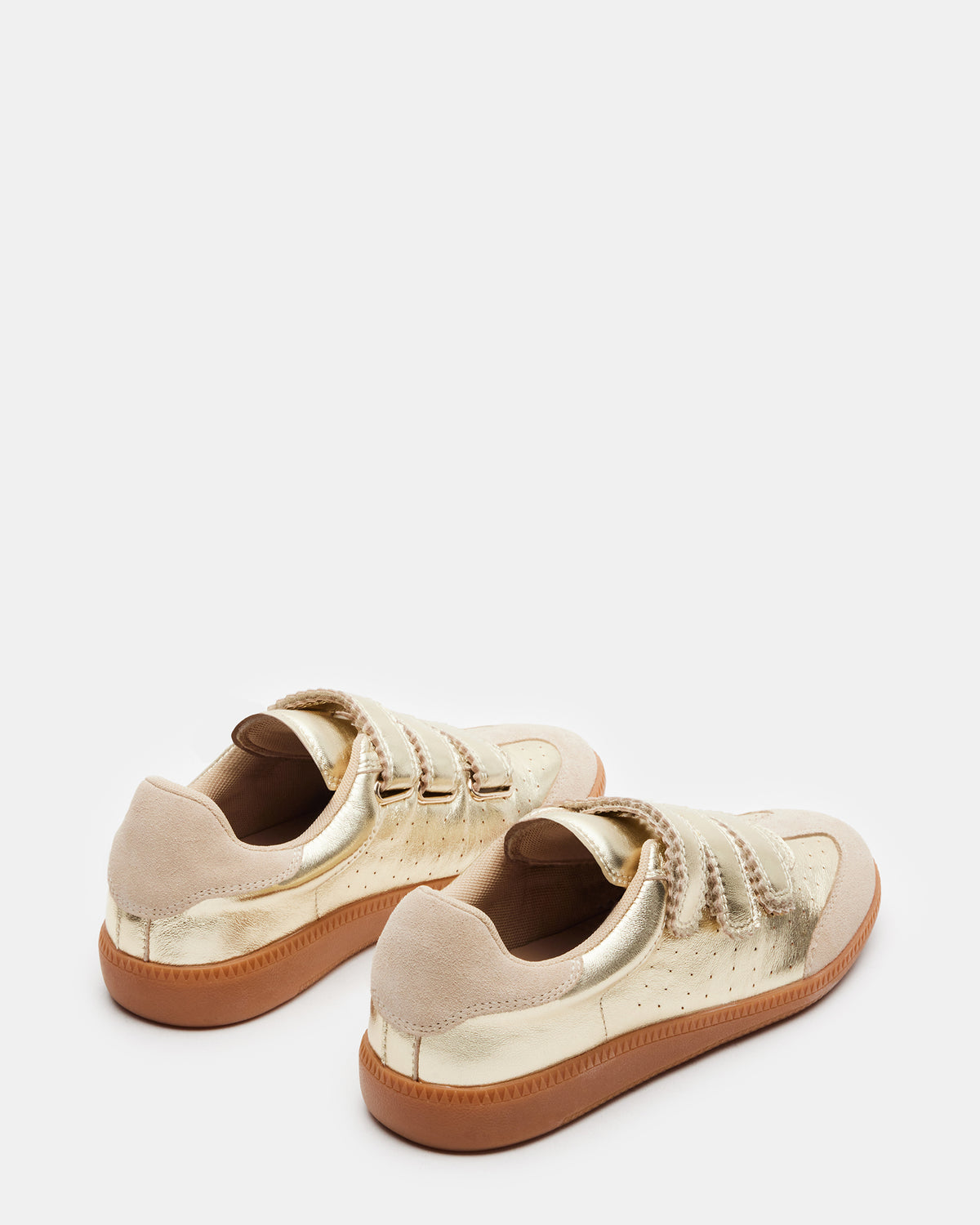 MOMENTUM Gold Velcro Low-Top Women's Sneakers | Steve Madden Sale
