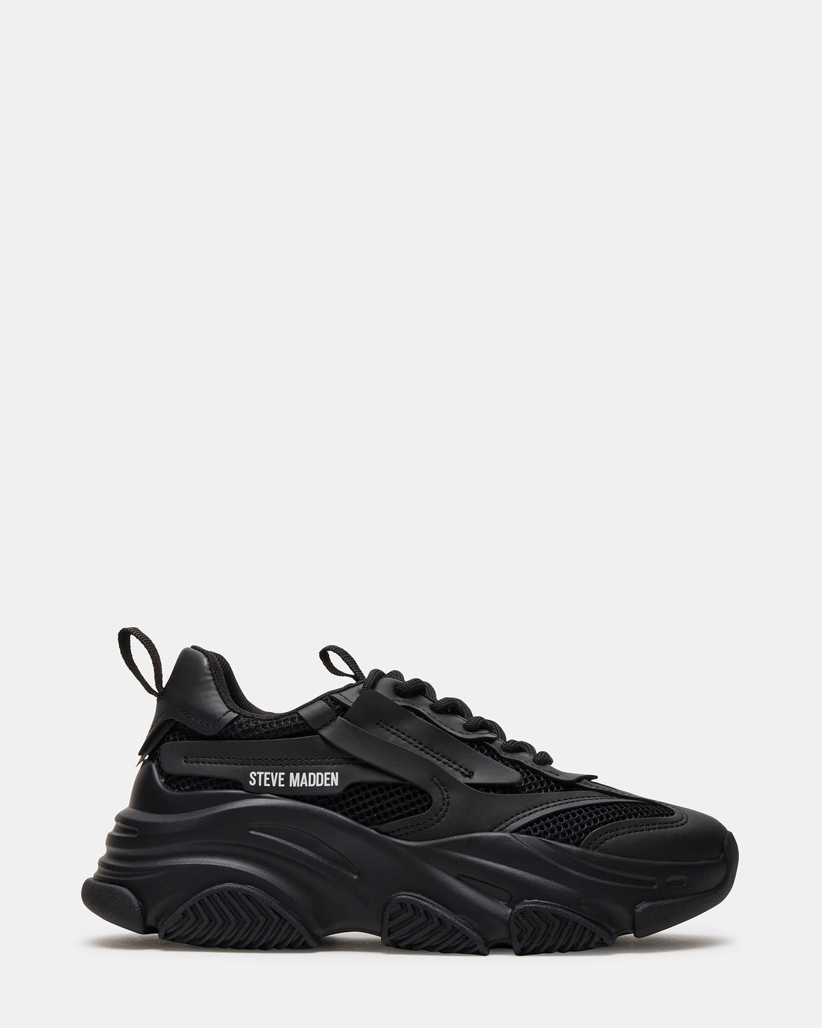 POSSESSION Black Platform Lace-Up Women's Sneaker | Steve Madden Sale