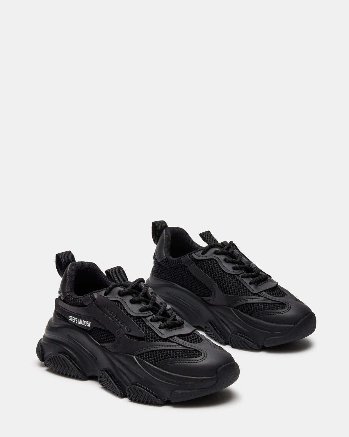POSSESSION Black Platform Lace-Up Women's Sneaker | Steve Madden Sale