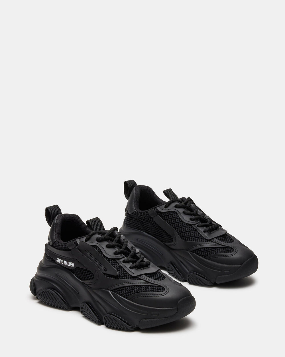 POSSESSION Black Platform Lace-Up Women's Sneaker | Steve Madden Sale