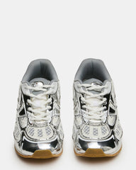 PAGER Silver Multi Low-Top Lace-Up Mesh Women's Sneaker | Steve Madden outlet