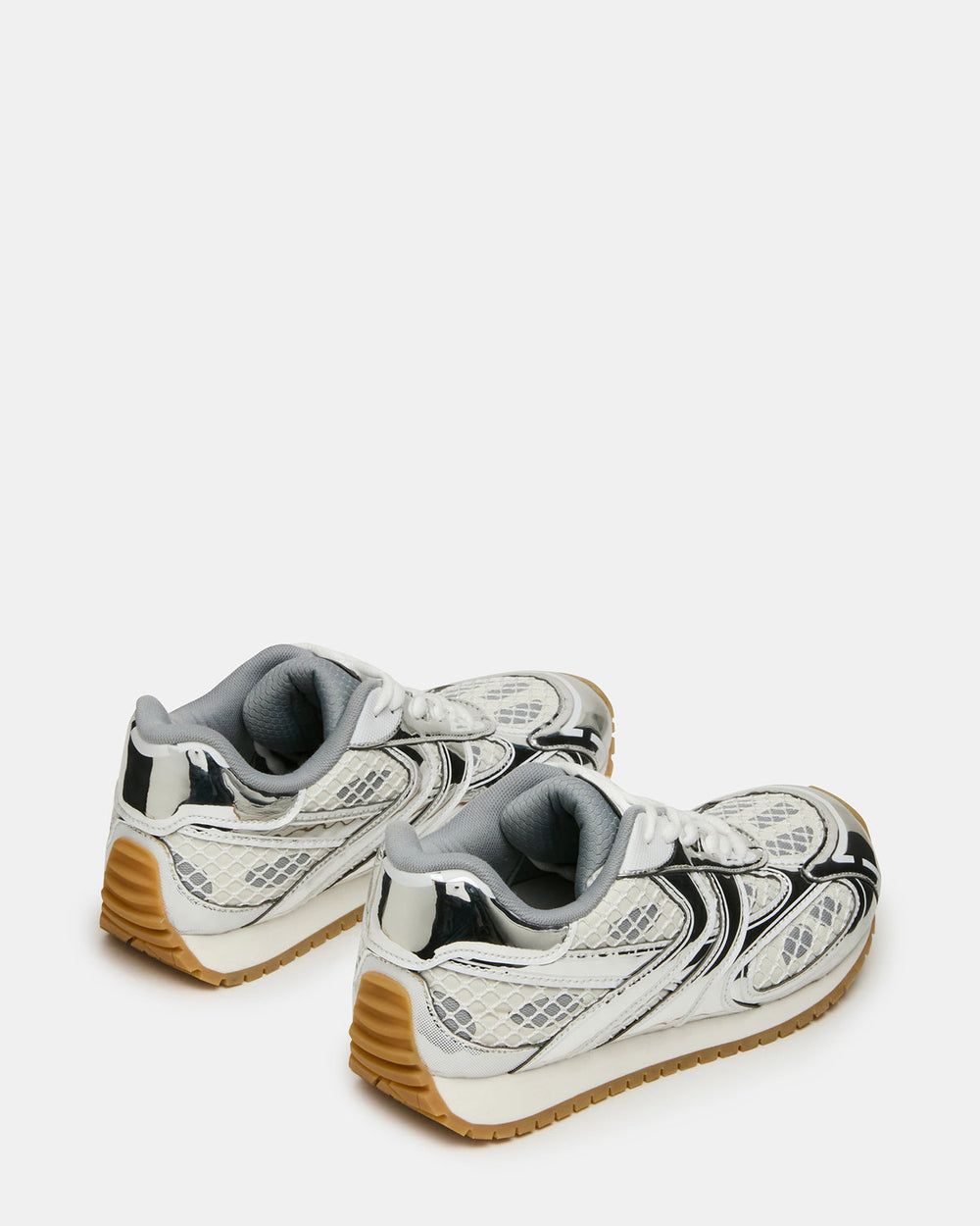 PAGER Silver Multi Low-Top Lace-Up Mesh Women's Sneaker | Steve Madden outlet