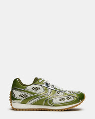 PAGER Green Multi Low-Top Lace-Up Mesh Women's Sneaker | Steve Madden Sale