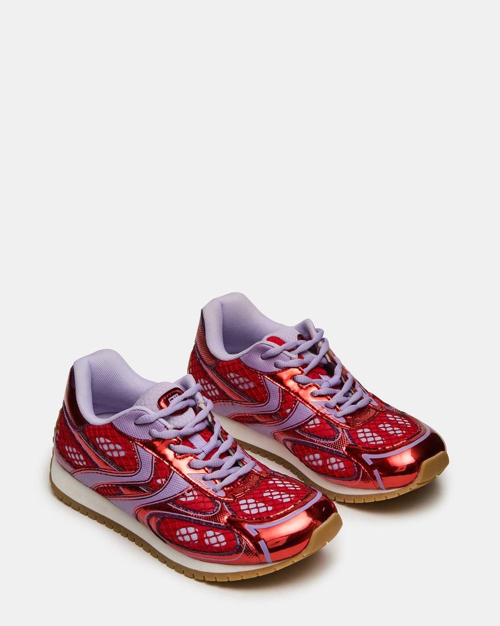 PAGER Red Multi Low-Top Lace-Up Mesh Women's Sneaker | Steve Madden on Sale